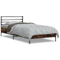 vidaXL Posteľný rám dymový dub 75x190 cm kompozitné drevo a kov