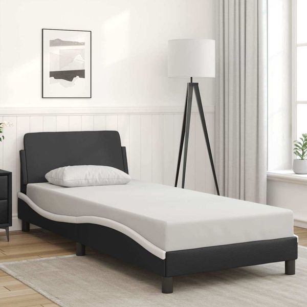 vidaXL Rám postele Dover čierno-biely 80x200 cm umelá koža