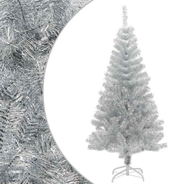 vidaXL Umelý vianočný stromček so stojanom, strieborný 150 cm, PET