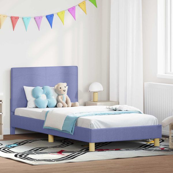 vidaXL Detský rám na posteľ s čelom Modrá džínovina 90 x 200 cm látka