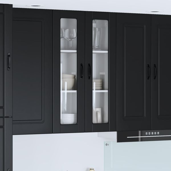 vidaXL Nástenný sklenený kabinet PORTO Čierna 60 x 31 x 100 cm