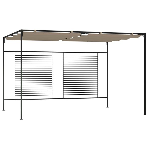 vidaXL Altánok so zaťahovacou strieškou 3x4x2,3 m sivohnedý 180 g/m²