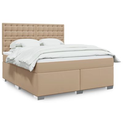 vidaXL Boxspring posteľ s matracom kapučínová 180x200 cm umelá koža