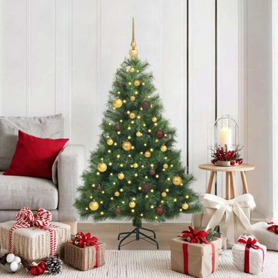vidaXL Umelý vianočný stromček s 150 LED-i Zelená 150 cm PE a PVC