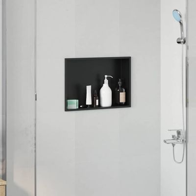 vidaXL Sprchový výklenok Čierna 45 x 30 x 9,5 cm Nerezová oceľ