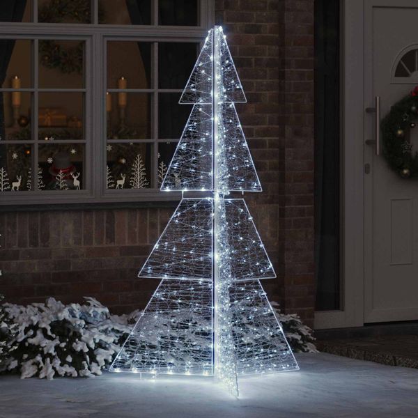 vidaXL Vianočný stromček s 240 LED-i Studená Biela 180 cm Akryl