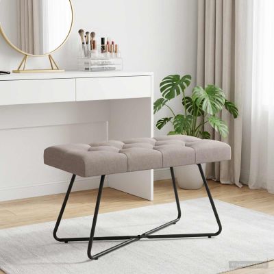 vidaXL Lavica s gombíkovým prešívaním Sivohnedá 80 x 40 x 46 cm Látka