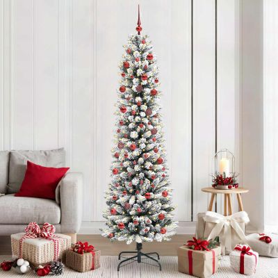 vidaXL Umelý vianočný stromček Biela 210 cm PVC, kov a plast