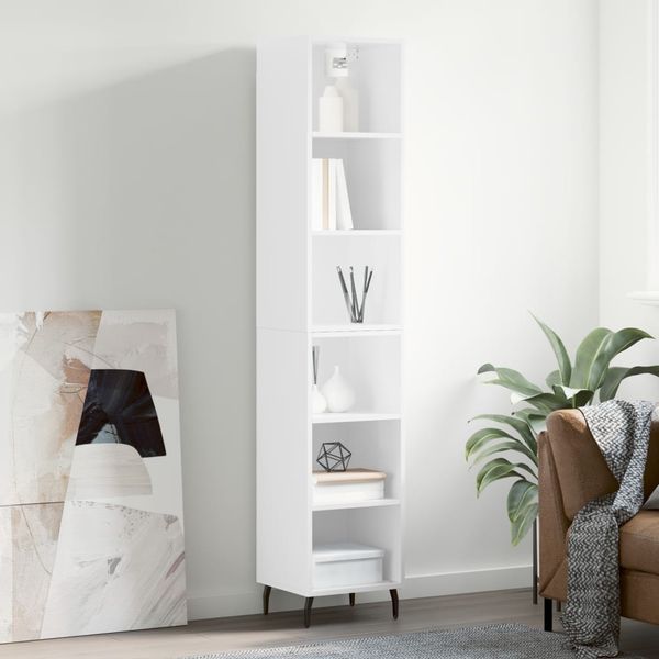 vidaXL Vysoká skrinka lesklá biela 34,5x32,5x180 cm spracované drevo