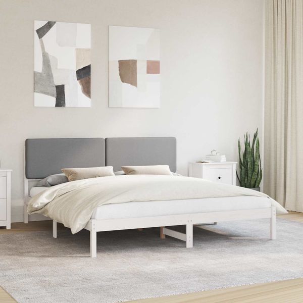 vidaXL Rám postele s čalúneným čelom Svetlosivá 200 x 200 cm