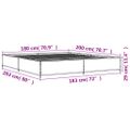 vidaXL Posteľný rám dymový dub 180x200 cm kompozitné drevo a kov