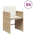 vidaXL Záhradné kreslá s podložkami 4 ks béžové polyratan