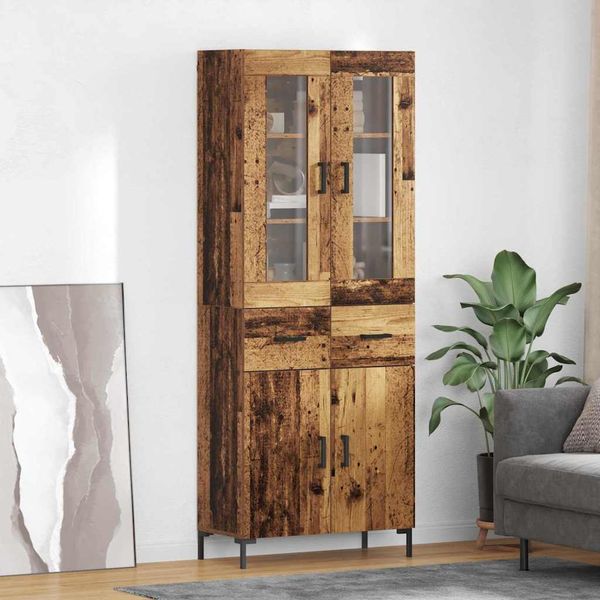 vidaXL Highboard so zásuvkou 2 pcs Staré drevo Kompozitné drevo