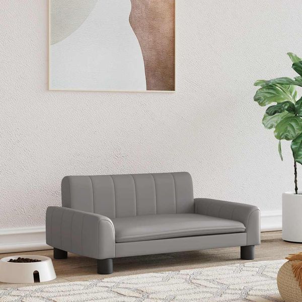 vidaXL Posteľ pre psa sivá 70x45x30 cm umelá koža