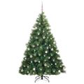 vidaXL Umelý vianočný stromček s 300 LED-i Zelená 240 cm PE a PVC