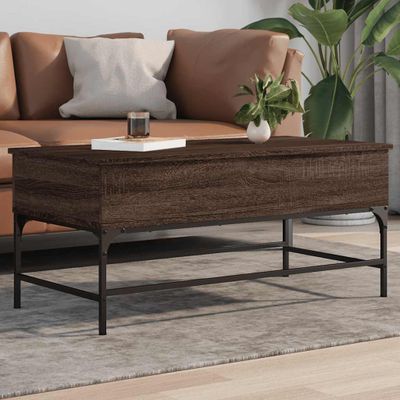vidaXL Konferenčný stolík, hnedý dub 100x50x45cm, kompozitné drevo+kov