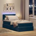 vidaXL LED úložná posteľ s matracom Tmavomodrá 90 x 190 cm Zamat