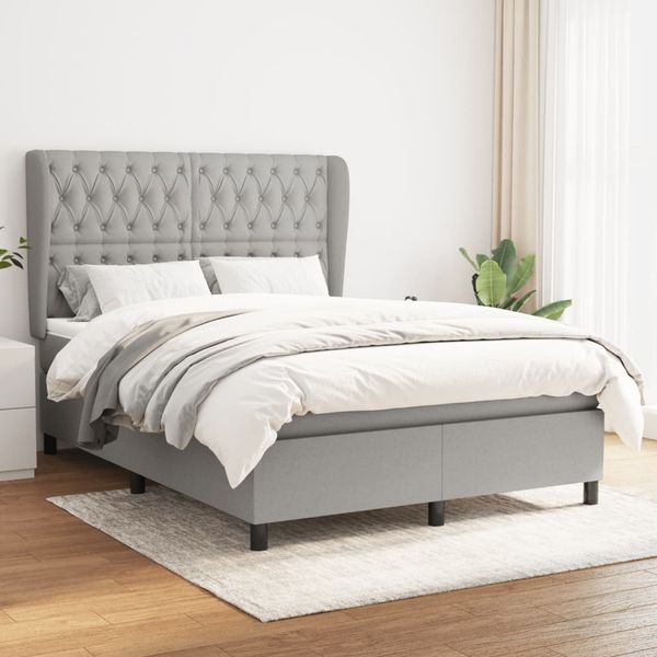 vidaXL Boxspring posteľ s matracom bledosivý 140x190 cm látka