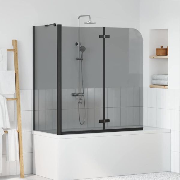 vidaXL Zábrana sprchy Čierna 120 x 68 x 130 cm ESG sklo a hliník