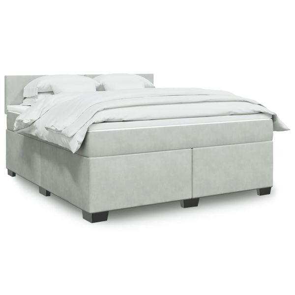 vidaXL Posteľný rám boxsping s matracom bledosivý 180x200 cm zamat