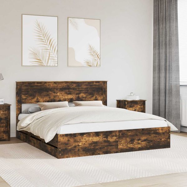 vidaXL Rám postele Dymová dub 180 x 200 cm Inžinierske drevo