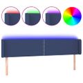 vidaXL Čelo postele s LED modré 163x16x78/88 cm látka