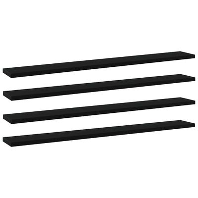 vidaXL Prídavné police 4 ks, čierne 80x10x1,5 cm, drevotrieska