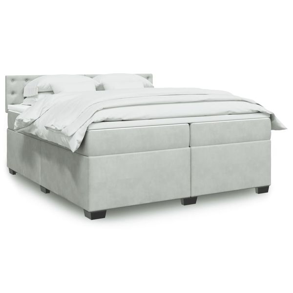 vidaXL Posteľný rám boxsping s matracom bledosivý 200x200 cm zamat