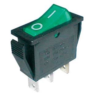 Prepínač kolískový    2pol./3pin  ON-OFF 250V/15A svetlozelený