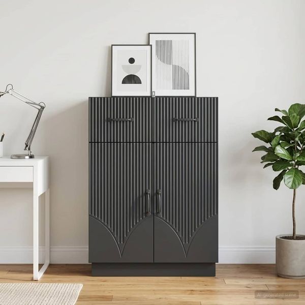 vidaXL Servírovacia skriňa Čierna 66 x 34,5 x 87 cm Kompozitné drevo