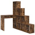 vidaXL Rohový stôl s poličkou Dymová dub 101,5 x 149,5 x 149,5 cm