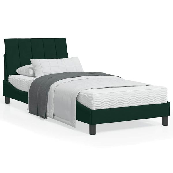 vidaXL Posteľ s matracom Hanko tmavozelený 90x200 cm zamat