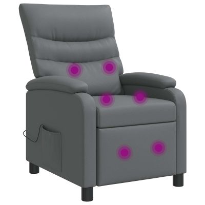 vidaXL Masážne relaxačné kreslo Sivá Umelá koža