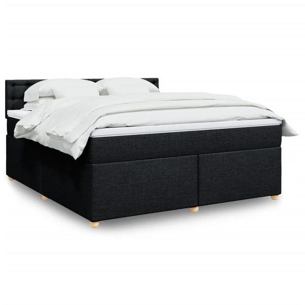 vidaXL Posteľný rám boxspring s matracom čierny 180x200 cm látka
