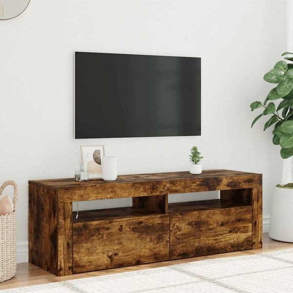 vidaXL TV skrinka s LED svetlami dymový dub 120x35x40 cm