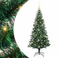 vidaXL Umelý predsvietený vianočný stromček Zelená 150 cm PVC a kov