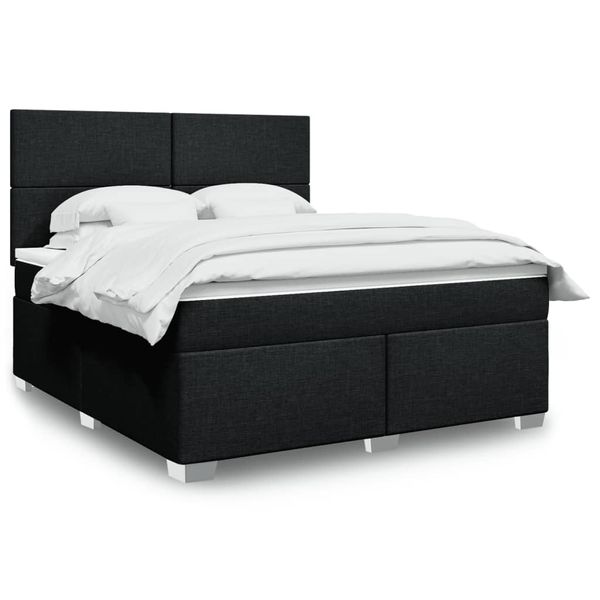 vidaXL Posteľný rám boxspring s matracom čierny 180x200 cm látka