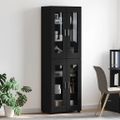 vidaXL Highboard FLORIN 60 x 35 x 182 cm Čierna Kompozitné drevo