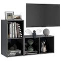 vidaXL TV skrinky 2 ks, lesklé sivé 72x35x36,5 cm, kompozitné drevo