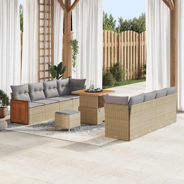 vidaXL Súprava záhradných pohoviek 12 pcs Beige a svetlo šedá