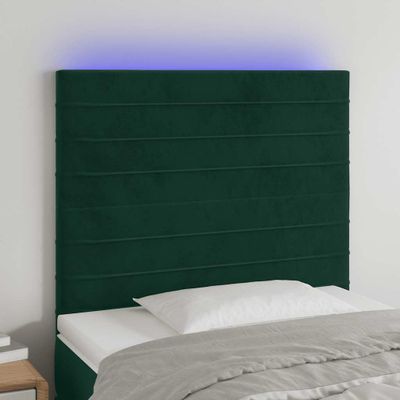 vidaXL Čelo postele s LED tmavozelené 90x5x118/128 cm zamat