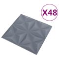 vidaXL Nástenné panely 48 ks 50 x 50 cm Origami Šedý XPS Pena
