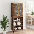 vidaXL Highboard Staré drevo 69,5 x 34 x 180 cm Kompozitné drevo
