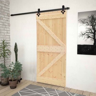 vidaXL Posuvné dvere Prírodná a čierna 90 x 210 cm Borovicový masív