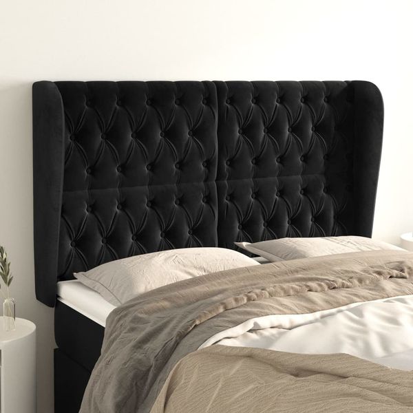 vidaXL Čelo postele so záhybmi čierne 163x23x118/128 cm zamat