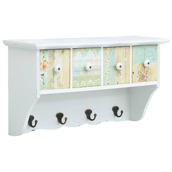 vidaXL Nástenný vešiak na kabáty biely 56x17x30 cm MDF