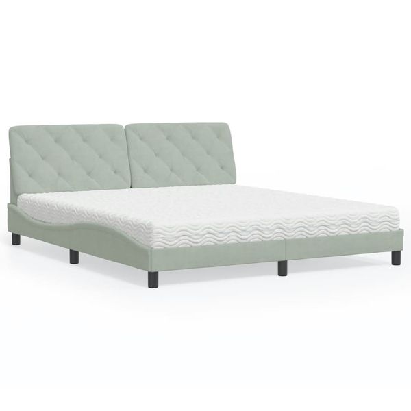 vidaXL Posteľ s matracom bledosivý 180x200 cm zamat