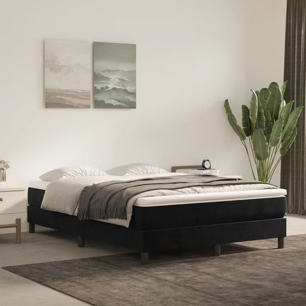 vidaXL Posteľný rám s boxspringom čierny 140x200 cm zamat