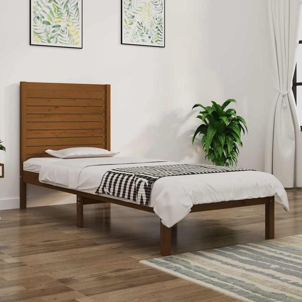 vidaXL Posteľný rám medový drevený masív 75x190cm malé jednolôžko