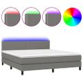 vidaXL Posteľ boxsping s matracom a LED tmavosivá 160x200 cm látka